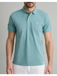 navy&green polo μπλουζακι-custom fit 24ge.1016-dusty turquoise turquoise