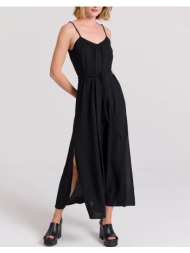 funky buddha μάξι φόρεμα με πλαϊνά σκισίματα fbl009-127-13-black black