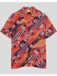 superdry d3 ovin hawaiian resort shirt πουκαμισο ανδρικο m4010740a-2ec orangered