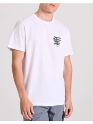 funky buddha t-shirt με floral frame τύπωμα στην πλάτη fbm009-059-04-white white