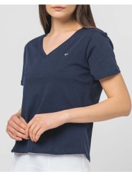 tommy jeans tjw slim soft v neck tee dw0dw14617-c87 navyblue