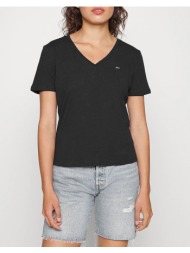 tommy jeans tjw slim soft v neck tee dw0dw14617-bds black
