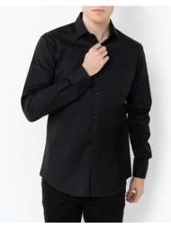 the bostonians πουκαμισο ποπλινα slim fit plain poplin classic slim fit 3acp0606-black black