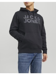 jack&jones μπλουζα φουτερ jjecorp logo sweat hood noos 12152840-blacklarge print /w black darkslateg