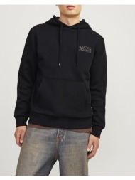 jack&jones μπλουζα φουτερ jjecorp logo sweat hood noos 12152840-blacksmall print/ black totalblack