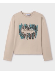 mayoral μπλουζα μακρυμαν με πουλιες 07003-67 biege