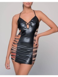 milena by paris sexy νυχτικο + string δερματινη και τουλι animal print 003436-77 multi