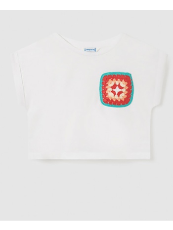 mayoral μπλουζα κοντομανικη κεντητη 6047-21 offwhite