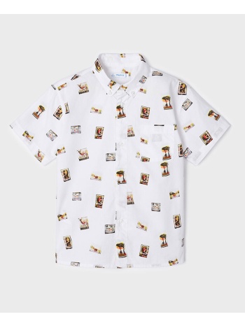 mayoral πουκαμισο κοντομαν σταμπωτο 3162-42 white