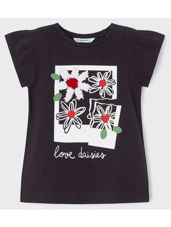 mayoral μπλουζα κοντ/κη απλικα 3071-53 black