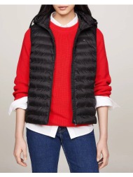 tommy hilfiger lw padded global stripe vest ww0ww42051-bds black