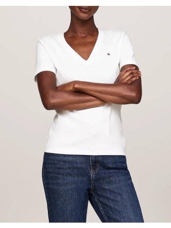 tommy hilfiger new slim cody v-neck ss ww0ww40584-02z ecru