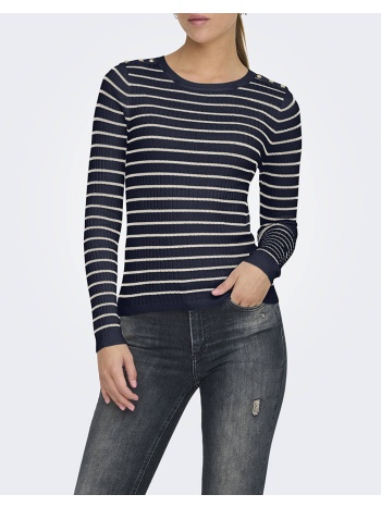 only onlmila ls stripe button o-neck cc knt 15335111-navy σε προσφορά