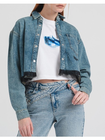 karl lagerfeld klj boxy lace shirt a1w11034-1hk jeanblue σε προσφορά