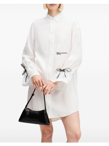 karl lagerfeld klj tied sleeve dress a1w13003-100 white