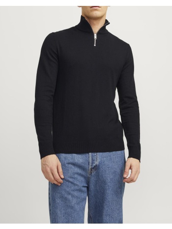 jack&jones jjeemil knit half zip noos 12189339-black black