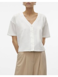 vero moda vmmymilo 2/4 v-neck shirt wvn ga 10279696-snow white white