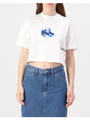 karl lagerfeld klj boxy glitched logo a1w17109-100 white σε προσφορά