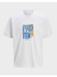 jack&jones jorparos graphic front tee ss crew 12273494-bright white white