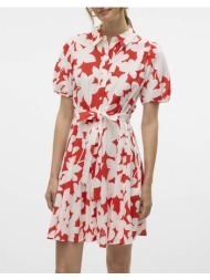 vero moda vmdicthe 2/4 short volume dress wvn ga 10303728-fiery redloa red