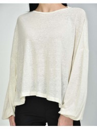only onltea l/s linen boxy top jrs 15252054-tofu offwhite
