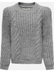 only πλεκτο kogerica l/s pullover bf knt 15243067-light grey melange gray