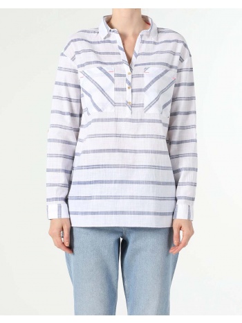 colins blouse long sleeve cl1054621-bli indigo σε προσφορά