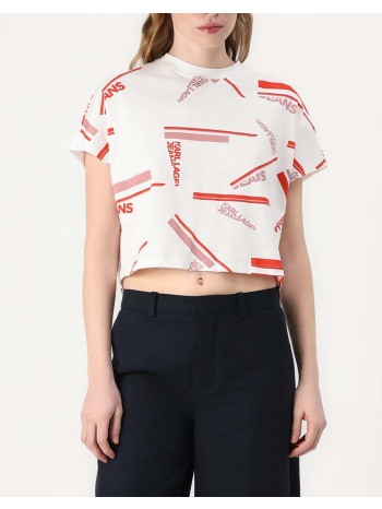 karl lagerfeld klj boxy aop stripe tee a2w17034-1ow offwhite σε προσφορά