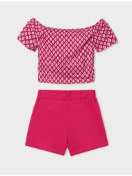 mayoral σετ σορτς σταμπωτο 06293-051 deeppink