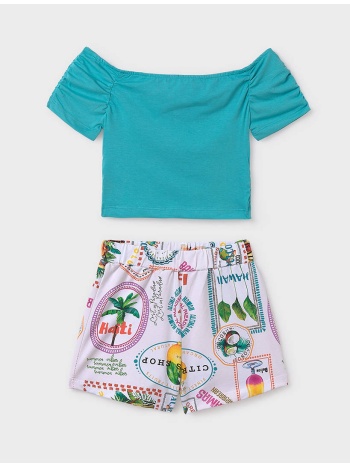 mayoral σετ σορτς σταμπωτο 06293-052 turquoise σε προσφορά