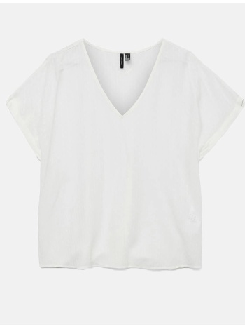 vero moda vmgabbi ss v-neck top wvn ga 10324560-snow white σε προσφορά