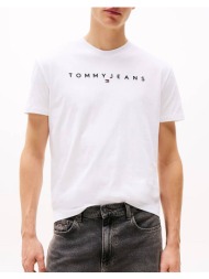 tommy jeans tjm reg linear logo tee ext dm0dm20744-ybr white