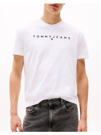 tommy jeans tjm reg linear logo tee ext dm0dm20744-ybr white