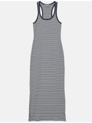 aware by vero moda vmraechel sl u-neck ankle dress vma 10328530-dark sapphirebirch navyblue