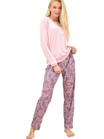 γυναικεία πιτζάμα σετ με σχέδιο ροζ 14310