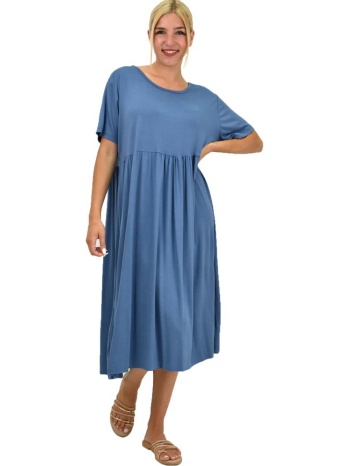 γυναικείο plus φόρεμα midi μπλε 21420