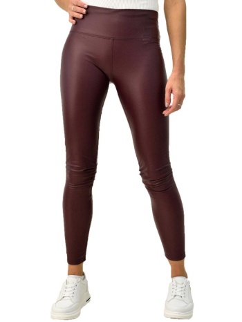 γυναικείο δερμάτινο κολάν με χοντρή μπάσκα μπορντώ 7864