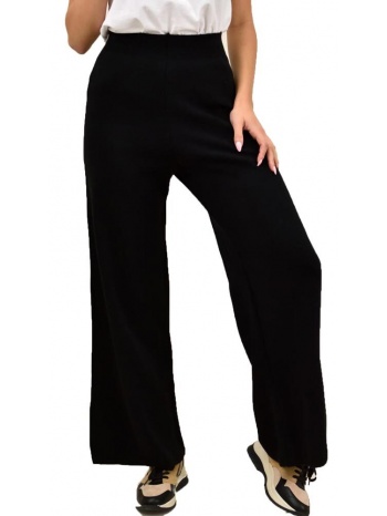 γυναικείο πλεκτό παντελόνι μονόχρωμο μαύρο 18468