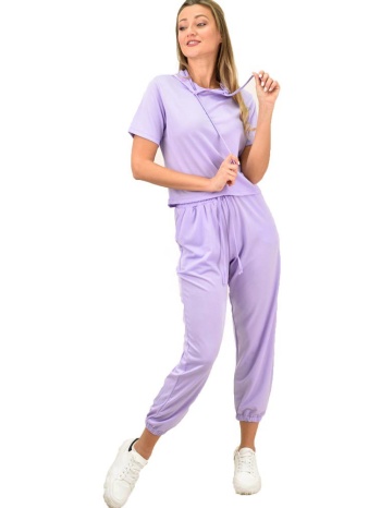 γυναικείο σετ με κουκούλα ανοιξιάτικο λιλά 10470