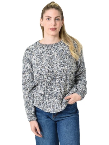 πλεκτή αφράτη πουλόβερ με πολύχρωμες νηματιές μαύρο 27197