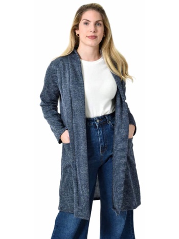 πλεκτό καρντιγκαν με μακρύ μήκος μπλε 27339