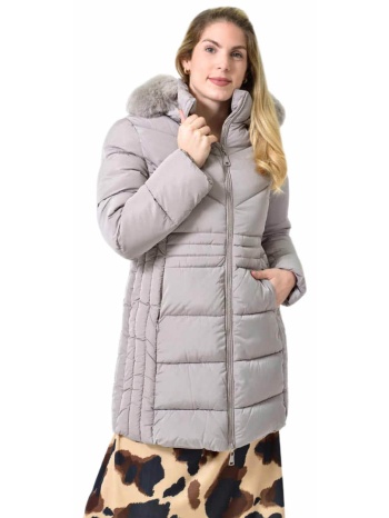 μακρύ μπουφάν καπιτονέ εκρού 27337