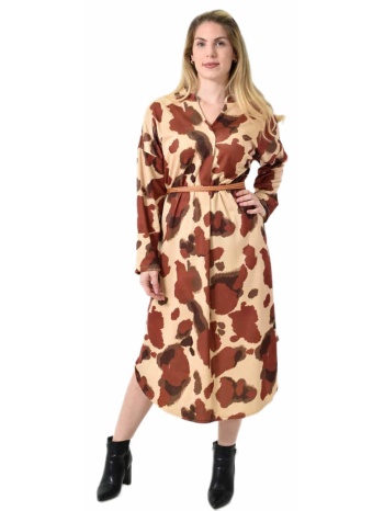 midi σεμιζιέ φόρεμα abstract animal print - άνετη γραμμή