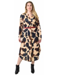 midi σεμιζιέ φόρεμα abstract animal print - άνετη γραμμή μπλε σκούρο 27286