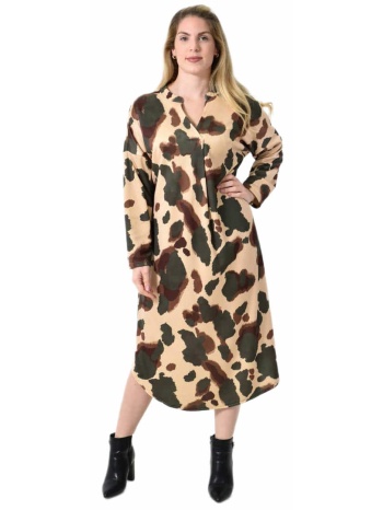 midi σεμιζιέ φόρεμα abstract animal print - άνετη γραμμή