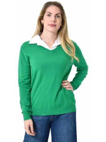 γυναικεία oversized μπλούζα με γιακά πράσινο 27338