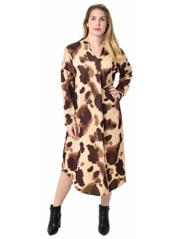 midi σεμιζιέ φόρεμα abstract animal print - άνετη γραμμή