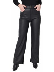 ψηλόμεσο παντελόνι δερματίνης ίσια γραμμή με σκίσιμο μαύρο 27330