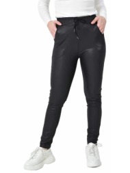 παντελόνι δερματίνης με εσωτερικό φλις & κορδόνι μαύρο 27332