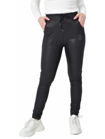 παντελόνι δερματίνης με εσωτερικό φλις & κορδόνι μαύρο 27332